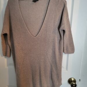 Express Women's V-Neck Sweater - Taupe
